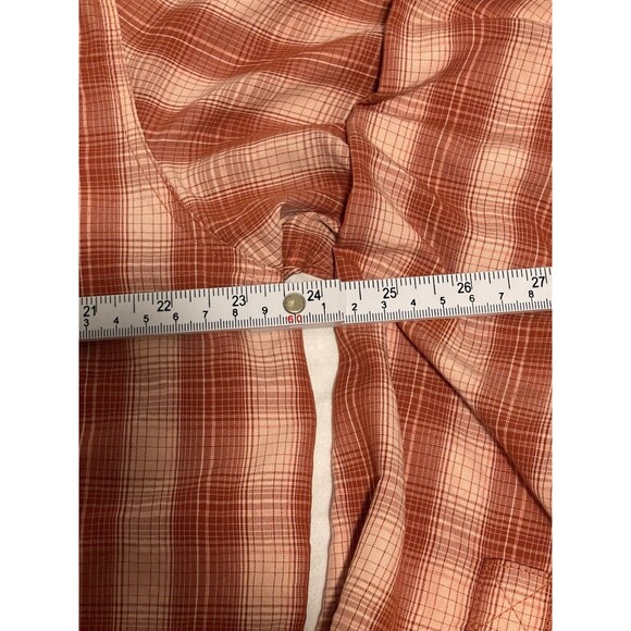 Simms Men’s Longsleeve Snap Button Shirt Outdoor Mesh Fishing Orange Plaid L - Picture 7 of 9